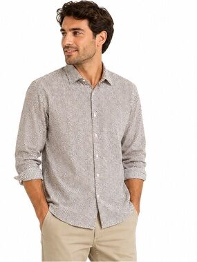 Geoffrey Beene Dress Shirt Mens Size 15 32/33 Slim Fit Geometric Professional